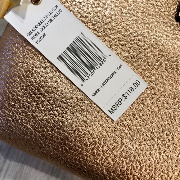 Aimee Kestenberg Gold Double Zip clutch - Picture 3 of 5